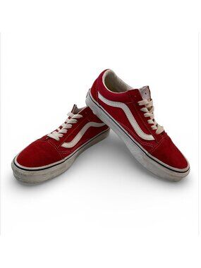 Vans Old Skool Red & White Classic Canvas Sneakers Women 6.5 Men 5 Unisex